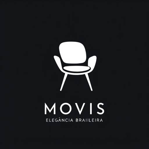 Logotipo da Moveis Elegância Brasileira: Uma cadeira estilizada com o nome da empresa abaixo