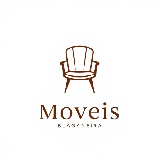 Logotipo da Moveis Elegância Brasileira: Uma cadeira estilizada com o nome da empresa abaixo