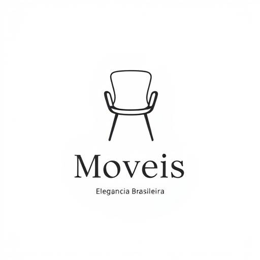Logotipo da Moveis Elegância Brasileira: Uma cadeira estilizada com o nome da empresa abaixo