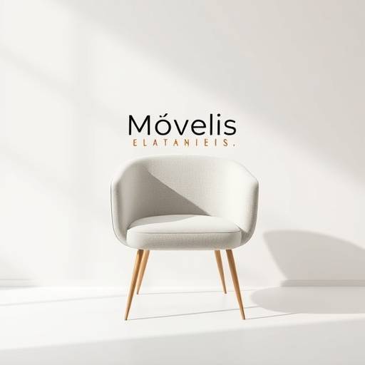 Logotipo da Móveis Elegância Brasileira: Uma cadeira estilizada com o nome da empresa abaixo